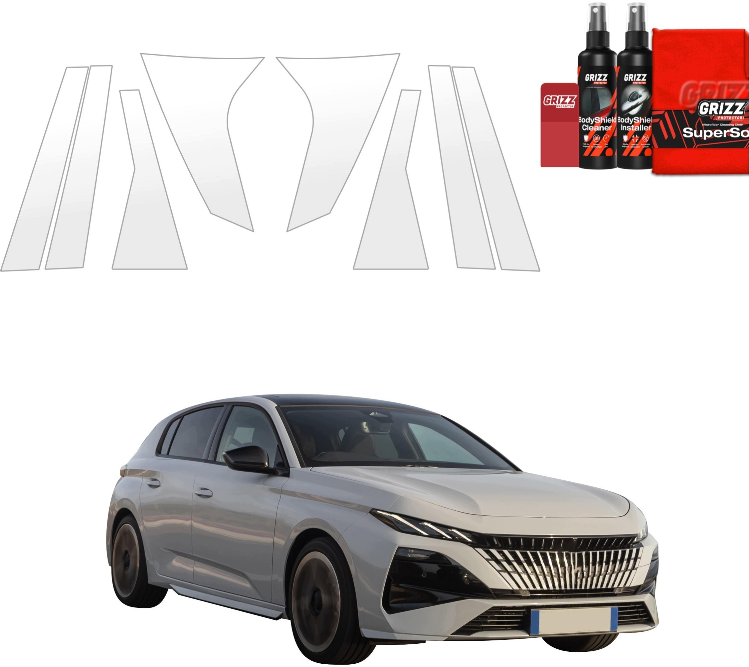 GrizzGlass Bezbarwna folia  BodyShieldsłupki do Peugeot